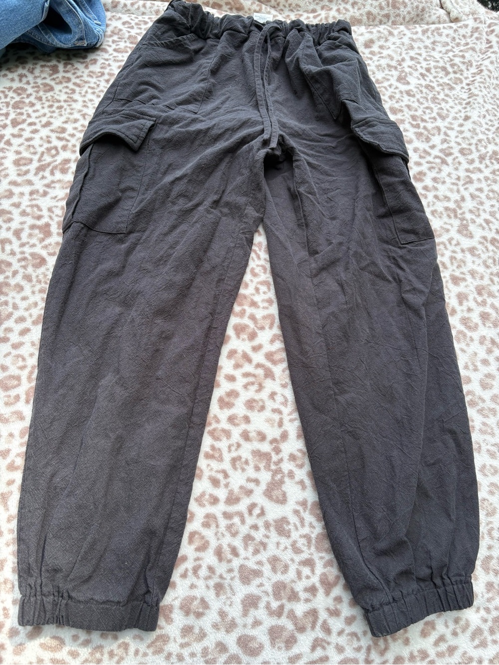 100% Cotton Shein Black Cargo Joggers Size Petite XXS